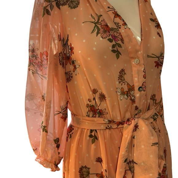 Kate lily Floral Peach Chiffon Dress Sz 6 - Picture 6 of 6